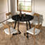 Petite table ronde de 30 pouces pour 2 personnes - table de cuisine moderne Mid-Century, table de petit-déjeuner, table de bistro, table en bois aggloméré d'intérieur et d'extérieur avec structure en métal, table de salle à manger rustique moderne-1859835530