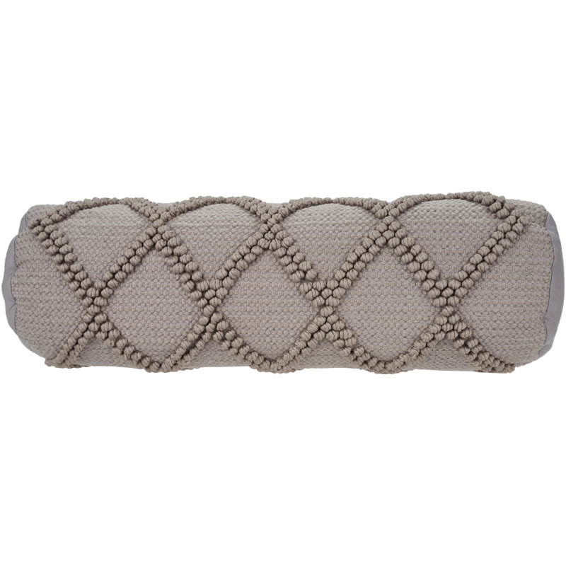  Bolster Cotton Pillow Cover & Insert, Light Gray