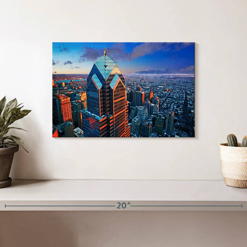 Senne, tour et horizon de Philadelphie, H 8 po x l 12 po