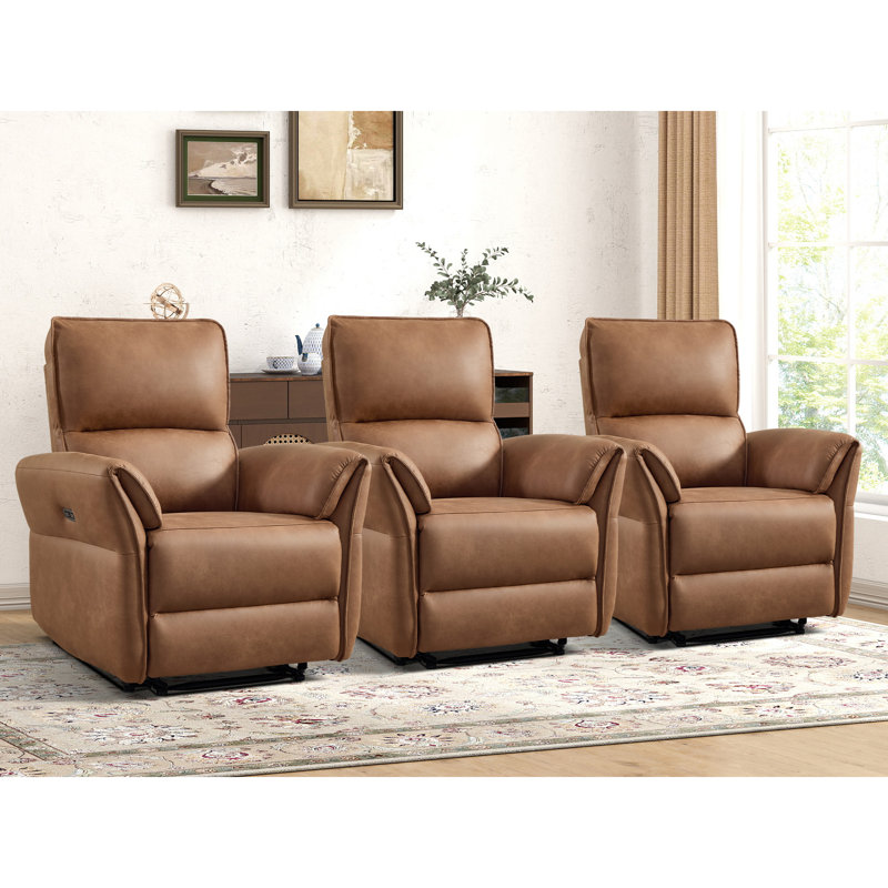 Fauteuil inclinable électrique rembourré de 33,5 po de largeur avec ports USB et Type-C (ensemble de 3)