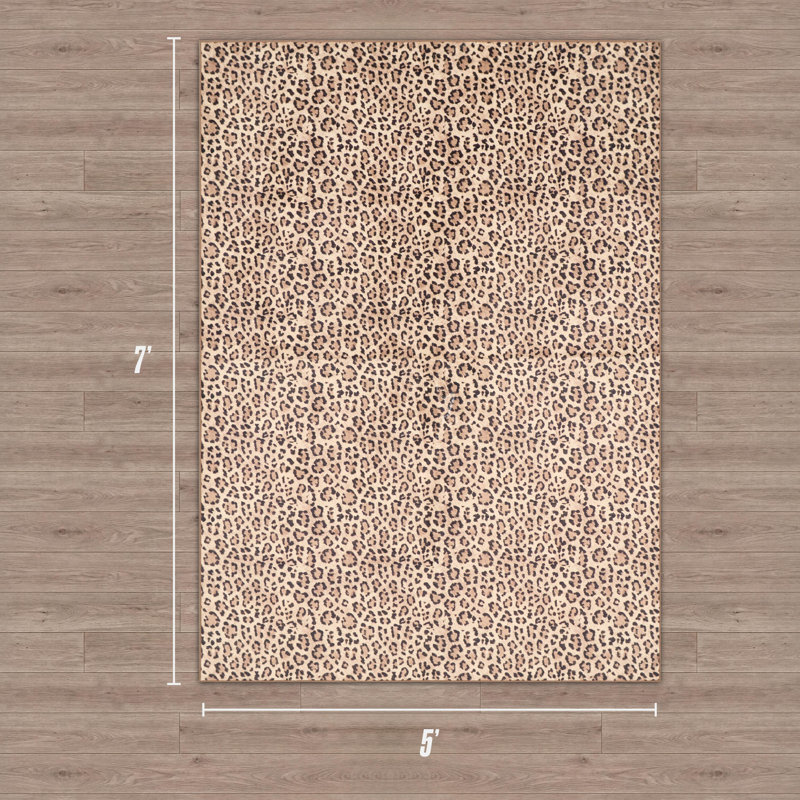  Finely Machine Washable Area Rugs, Taupe, 5' x 7'