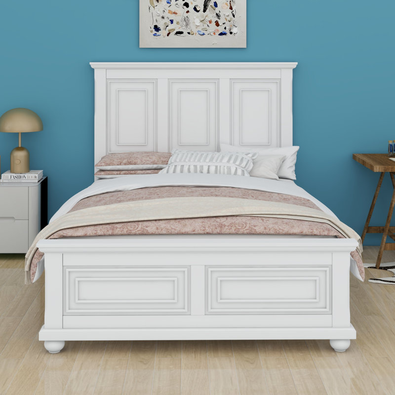 Lit traditionnel traditionnel style campagne et campagne, Grand lit, blanc