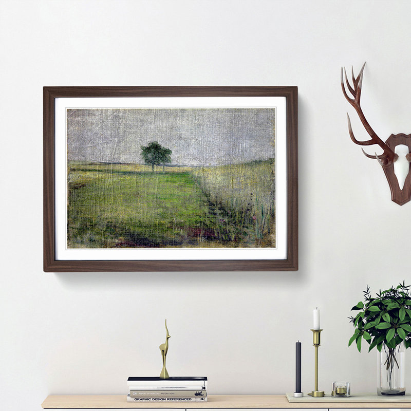 Trees in the Fields by Kuroda Seiki - Framed Print, Walnut Framed, 36cm H x 48cm W x 2cm D