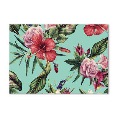 Tropical Flowers - Wrapped Canvas Painting