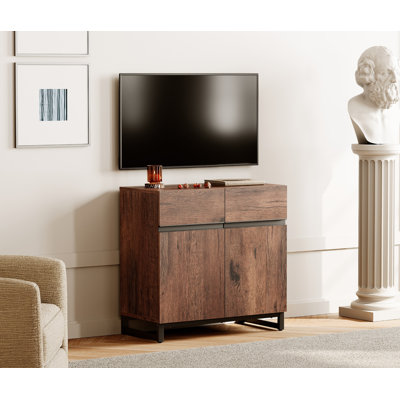 Modern TV Stand For Up To 40 Inch Tvs, Media Console With Adjustable Shelves And Metal Base, Entertainment Center For Living Room And Bedroom, Brown