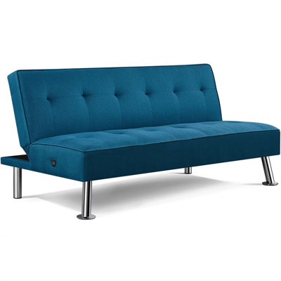 66'' Faux Leather Convertible Sofa