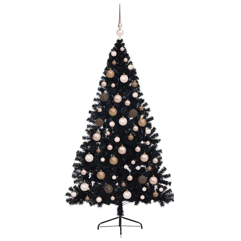  Artificial Pre-lit Christmas Tree PVC, Black/Bronze, 5.91' H