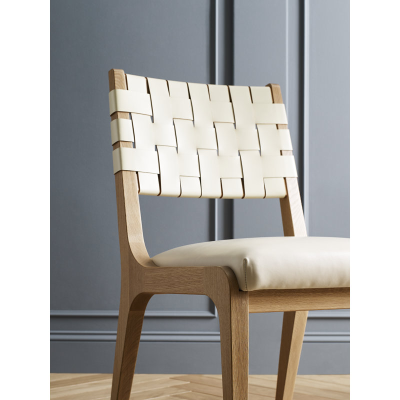 Portfolio120 Welland Leather Dining Chair, Mont Blanc Ivory, Natural