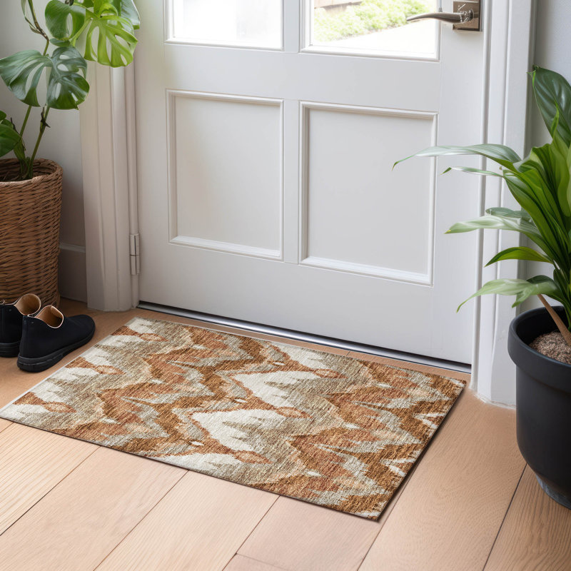 Premium Machine Washable Prisco Paprika Rug, Rectangle 1'8" x 2'6"