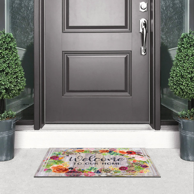 Paillasson d'intérieur et d'extérieur Welcome To Our Home Flowers and Succulents