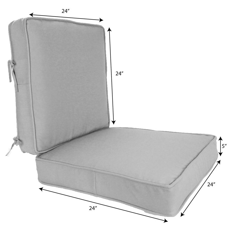 24" x 47" Outdoor Deep Seat Cushion Set with Ties and Welt, Multi-Colored