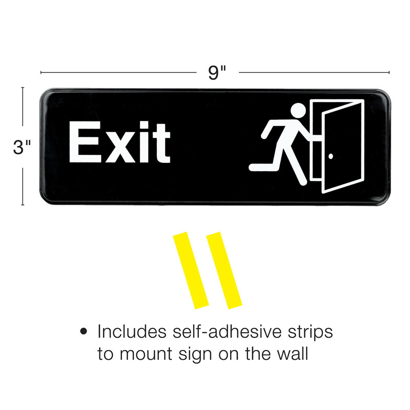 Exit Sign: Easy To Mount With Symbols 9"X3", Pack Of 3 (Black) - EGP-HD-0258