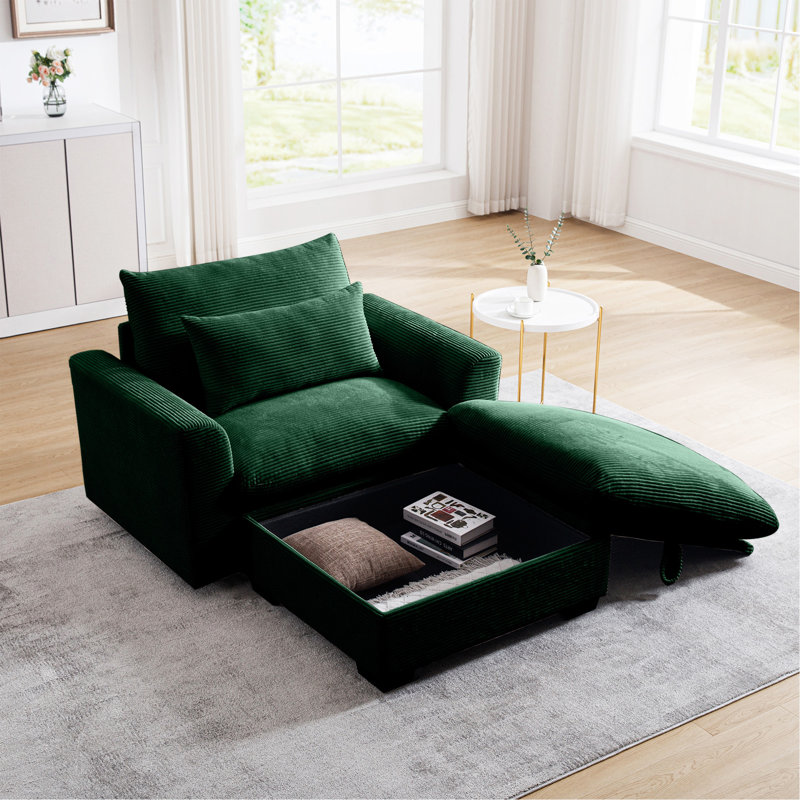 Canapé modulaire avec repose-pieds avec rangement, Vert