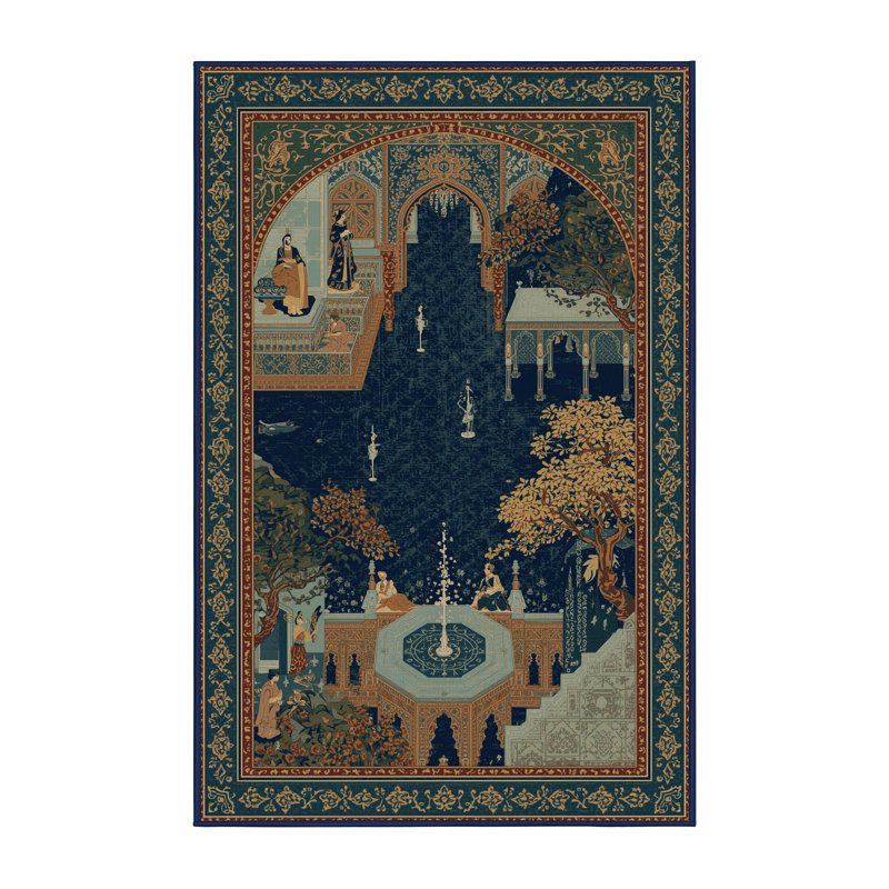 Tapis oriental délavé à la machine Bergland, 7 x 9