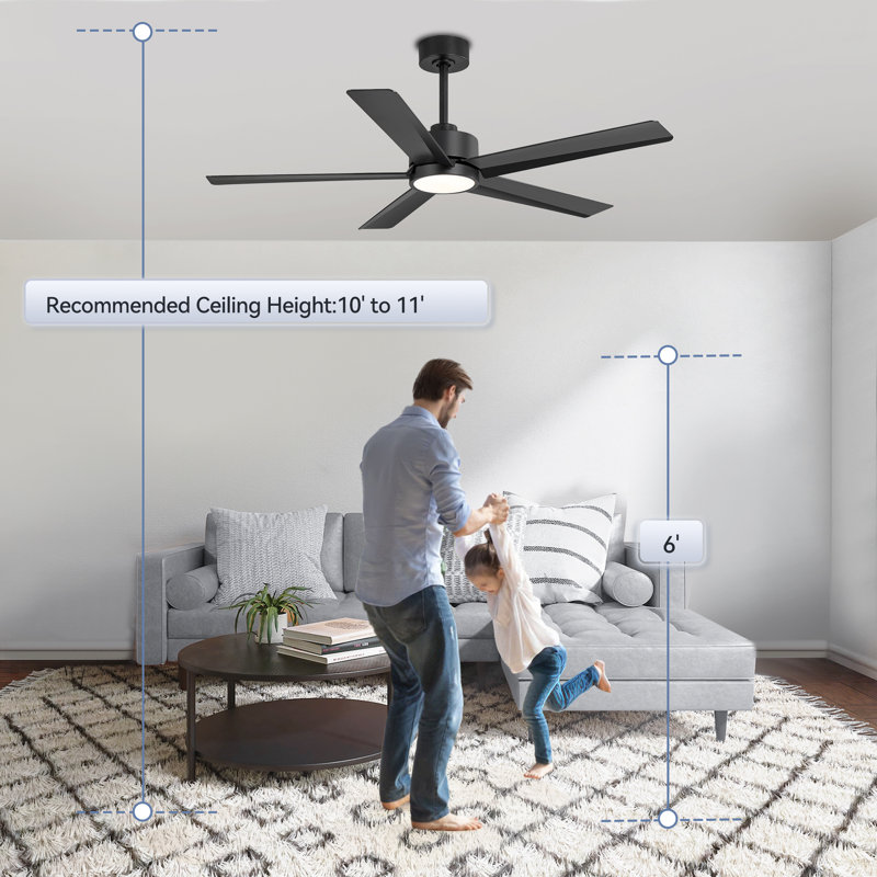 Ulker 52'' Black and Gold Ceiling Fan with LED Light and Remote