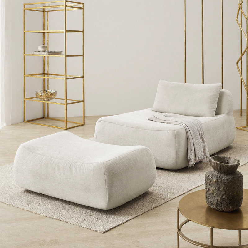 Fauteuil à billes avec canapé et fauteuil, Chenille beige