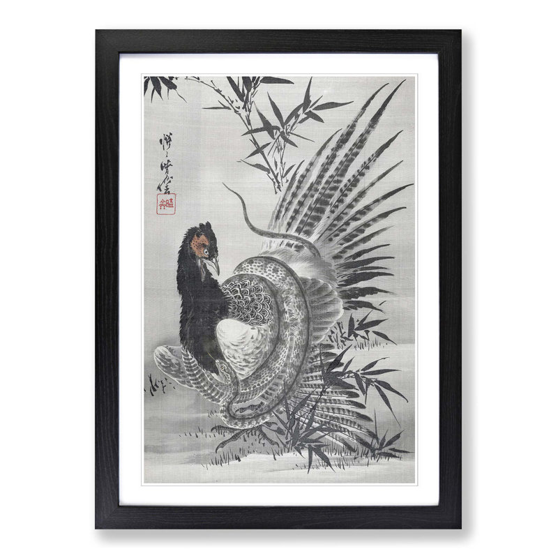 Pheasant Caught by a Snake by A Snake - Picture Frame Painting Print, 36cm H x 27cm W x 2cm D, Black Framed