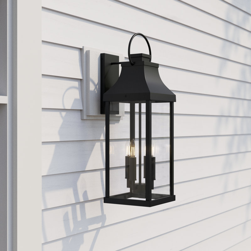 Caden Metal and Glass Wall Light, Black