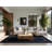 Soft Plush Feliz New Years Modern & Contemporary Abstract Area Rug in Gray – Navy Binding-634118317