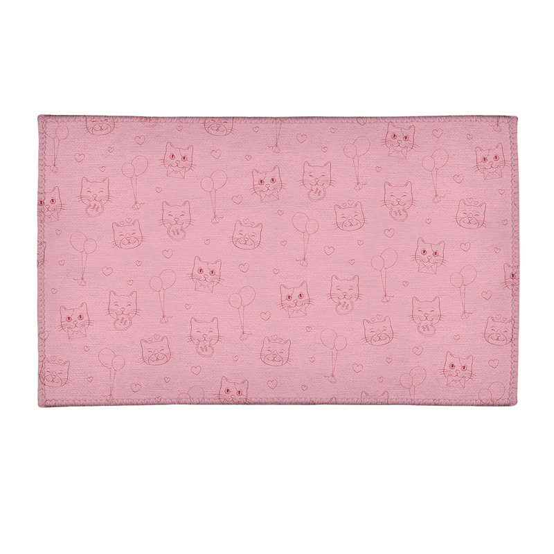 Tapis zone rose fait main, Rectangle 3 pi x 5 pi