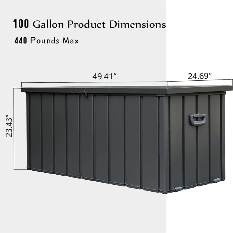 Coffre de terrasse à persiennes verrouillable Domi, H 27,56 po x l 54,33 po x P 29,57 po, Gris foncé