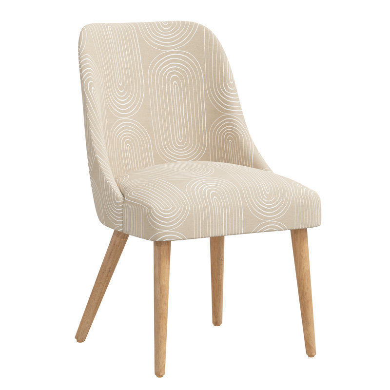 Lozelle Solid Wood Chair, Natural Wood, Polyester Blend Gray