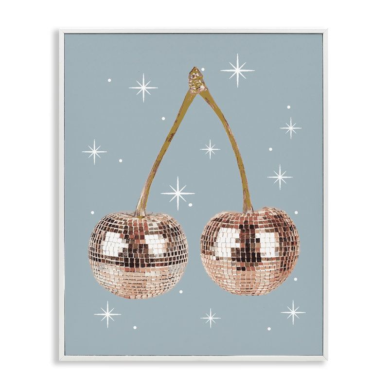 Giclée encadrée de cerises lumineuses, design par Lil 'Rue, H 20 po x l 16 po, Estampe numérique encadrée blanc bord de mer