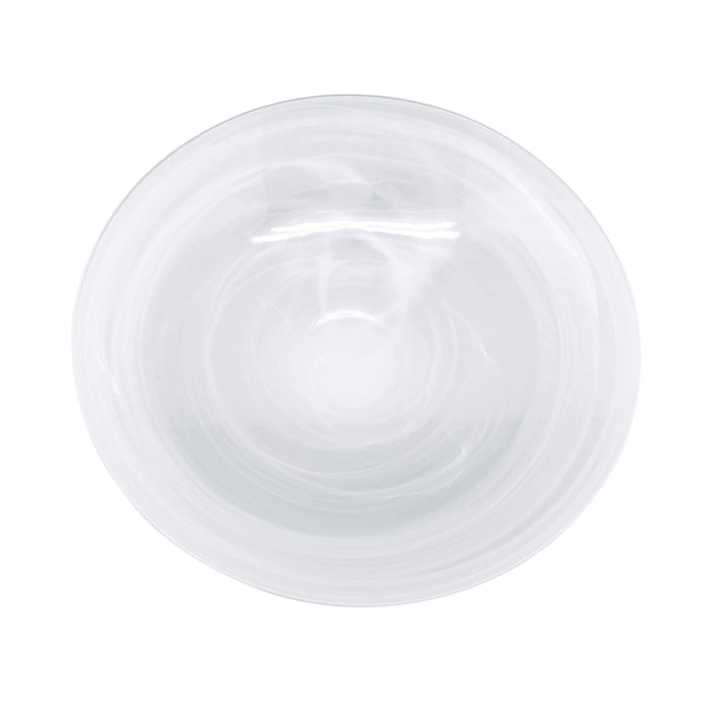 Alabaster Artisanal Glass Serving Bowl, White