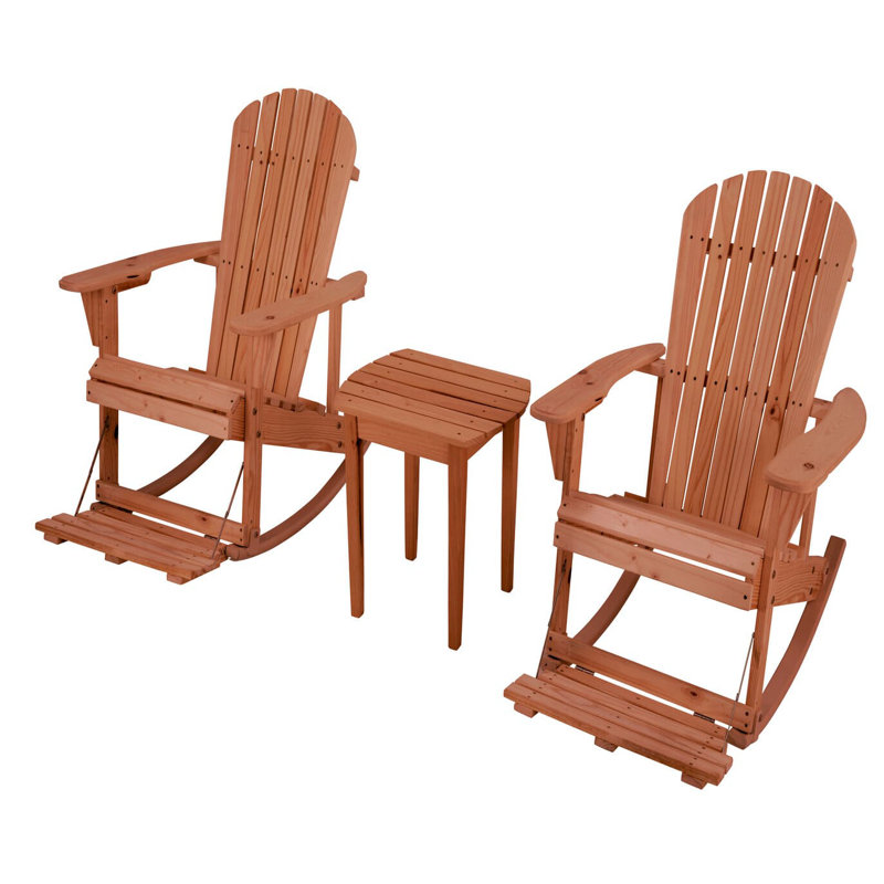 Scottsville Outdoor Adirondack Chair With Table, Walnut