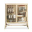 Verre trempé beige + vitrines en acier