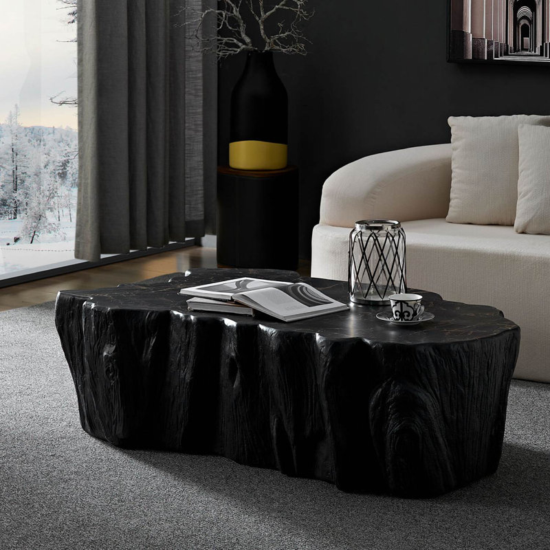 48.62" Unique Shaped Coffee Table, Black