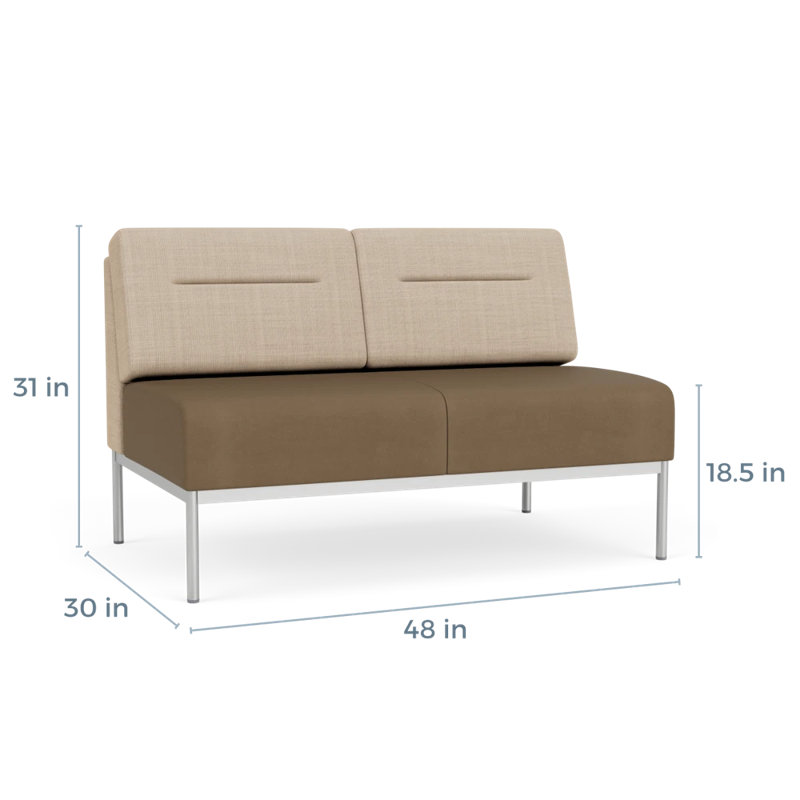 Causeuse Darsey, Sans alimentation, Argent argent, Chambray calcaire; Patriot Plus taupe