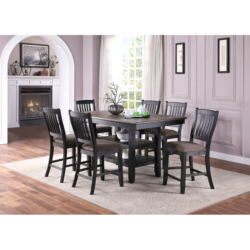 Ensemble de 2 chaises hautes en bois, Café