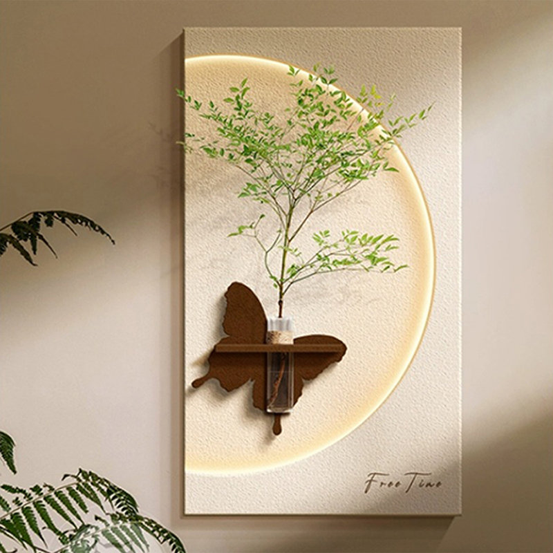 Simulation de grès, plante lumineuse, peinture suspendue pour salon, H 47,24 po x l 27,56 po