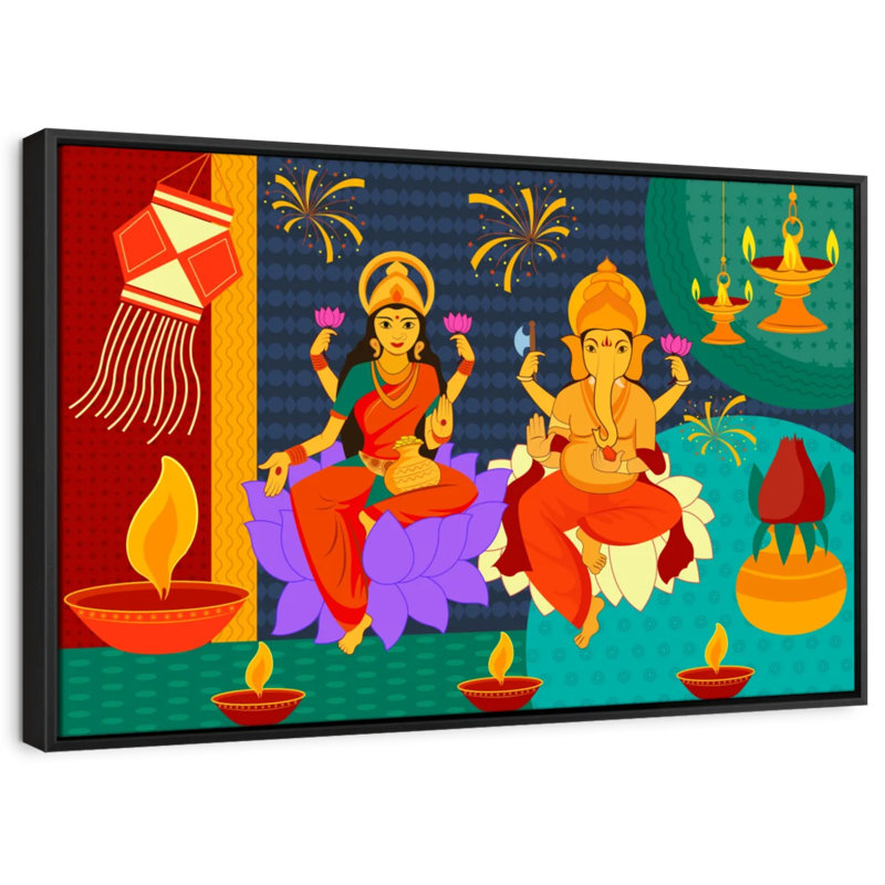«Hindu Gods Lakshmi And Ganesh», reproduction sur toile, H 9 po x l 13 po