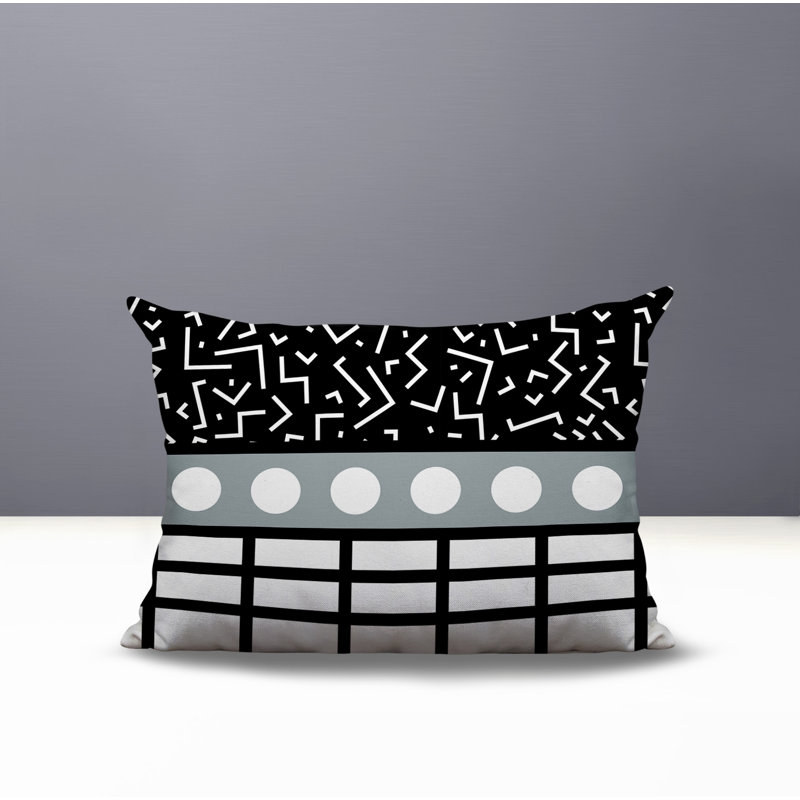 Oreiller rectangulaire réversible intérieur / extérieur Poptik, Gris, Rectangulaire H 18 po x l 25 po