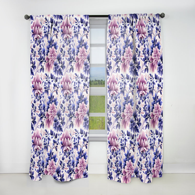 Moroccan Damask Poppies Intrigue - Rideau damassé - Rideau damas obscurcissant - 1 panneaux, L 52 po x L 84 po