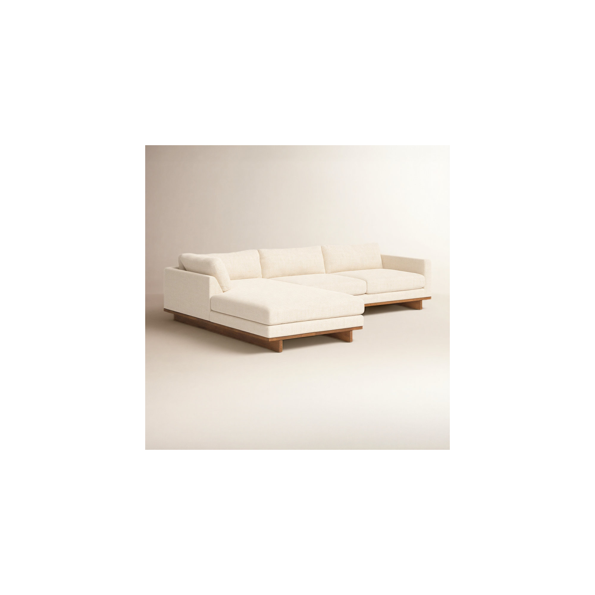 Menades Upholstered Chaise L-Sectional, Left Hand Facing, Irving Taupe Polyester Blend, 32" H x 125" W x 70" D