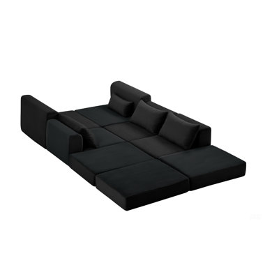 Upholstered Sectional Sofa Couch Set,Modular 100" L Shaped Floor Living Room Sofa Set With 5 Pillows,DIY Combination Sofa Couch for living rooms, apar
