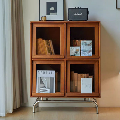 Middle ancient style glass door bookcase