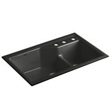 Indio® 33" L x 21.125" W Double Basin Undermount Kitchen Sink with Accessories