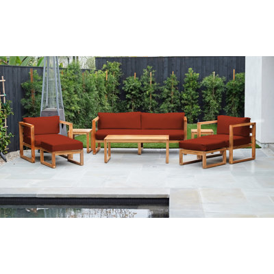 Teak 5 - Person Patio Conversation Sets with Sunbrella® Cushions