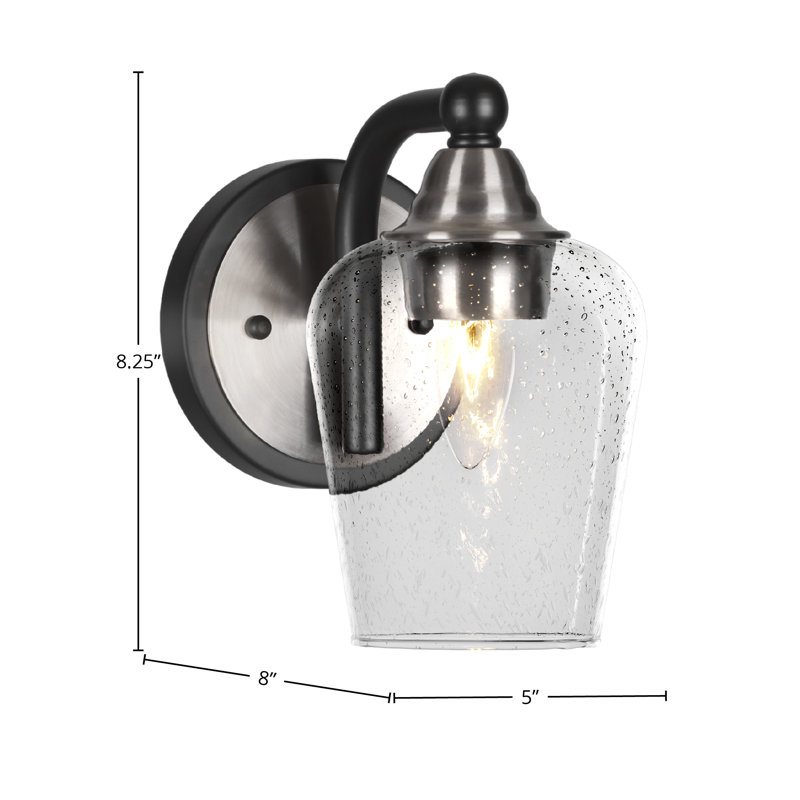 Applique murale 1 lumière Achen, Noir mat / nickel brossé