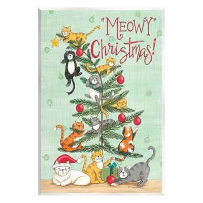 «Axe-385-Wood Meowy Christmas Holiday Cats On MDF» par Deb Strain, impression