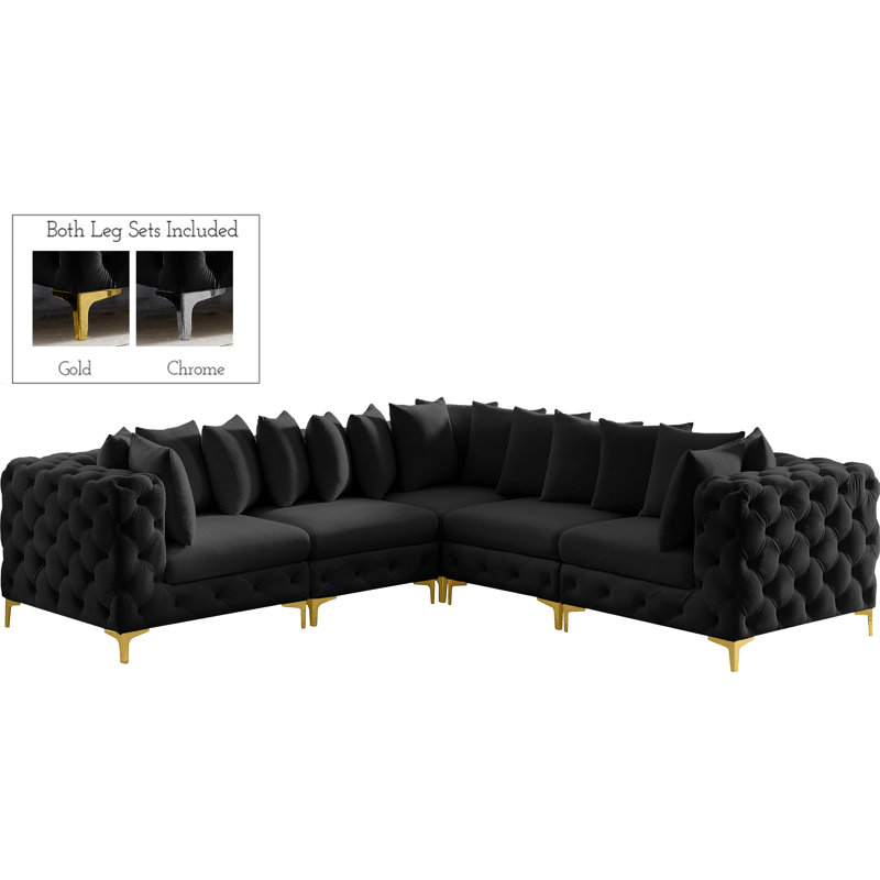 Canapé modulaire réversible en velours 108 po, Velours noir