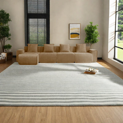 Canapé modulaire spacieux en velours avec repose-pieds mobile brun moderne