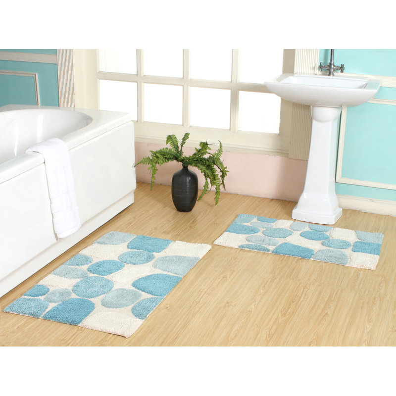 Ensemble de tapis de bain Creline, Bleu arctique, L 24 po x L 40 po, l 21 po x L 34 po