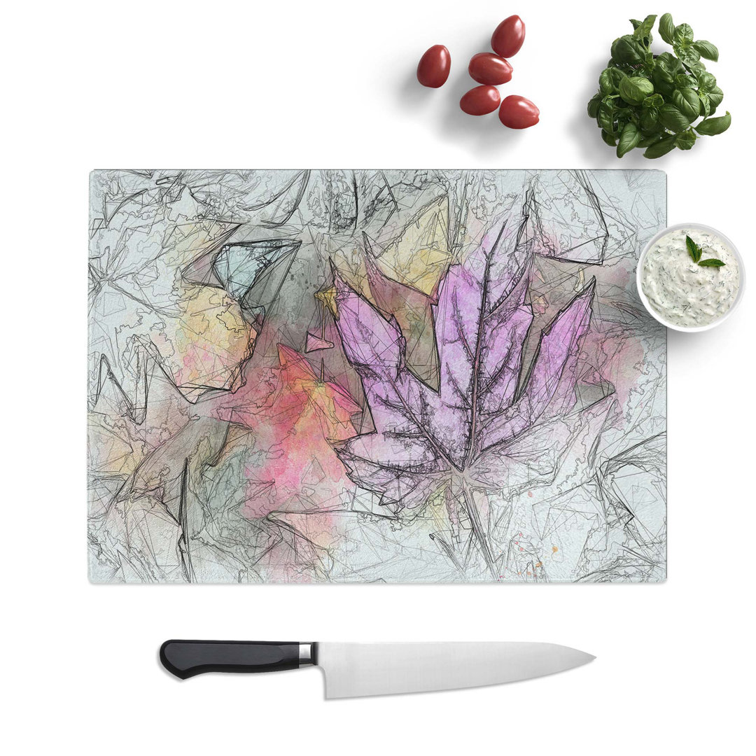 Tempered Glass Autumn Leaves Chopping Board