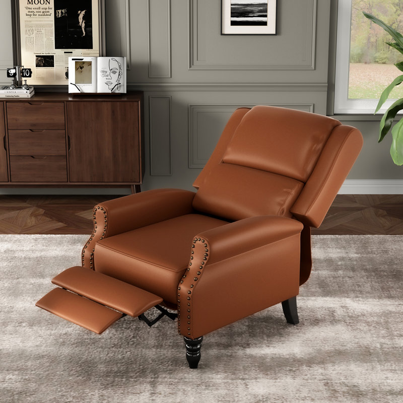 Cuerdas Faux Leather Recliner, Brown Faux Leather