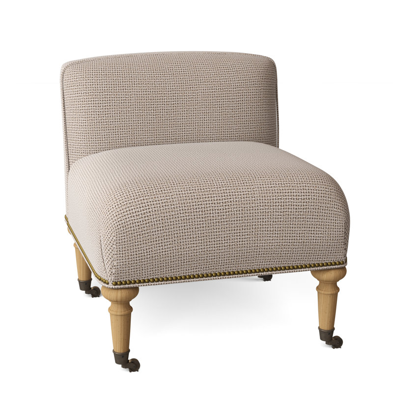 Chloe Slipper Chair, Stepping Stones Ivory, Amber, Antique Brass Small
